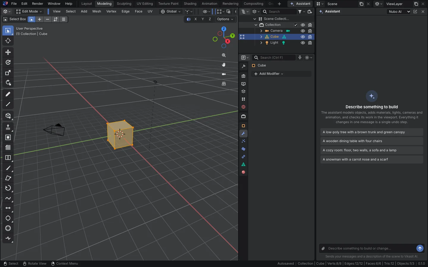 Viewport with a mesh in edit mode and modifier stack