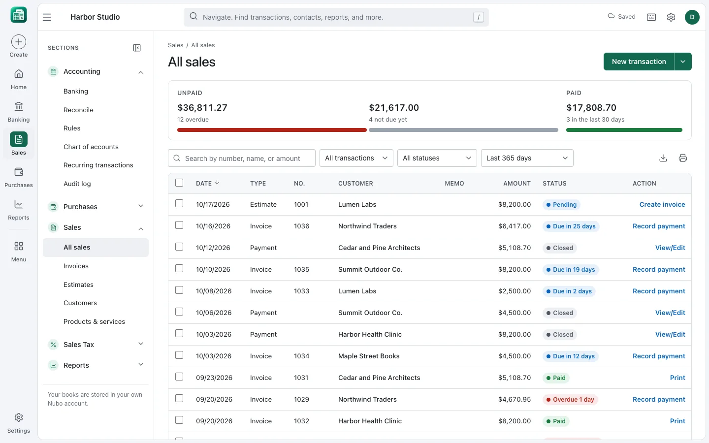 Bill payment screen across vendors