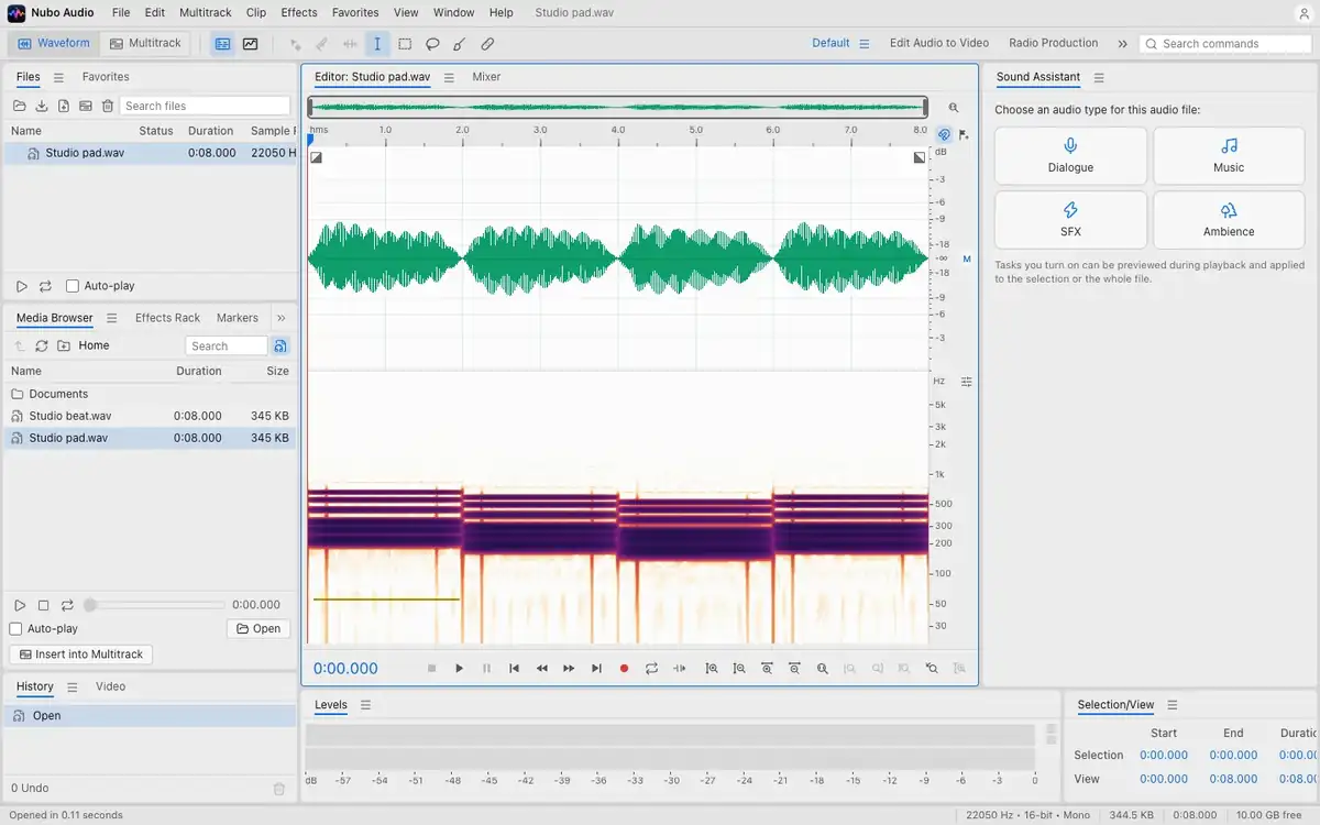 Waveform and spectral display with selection