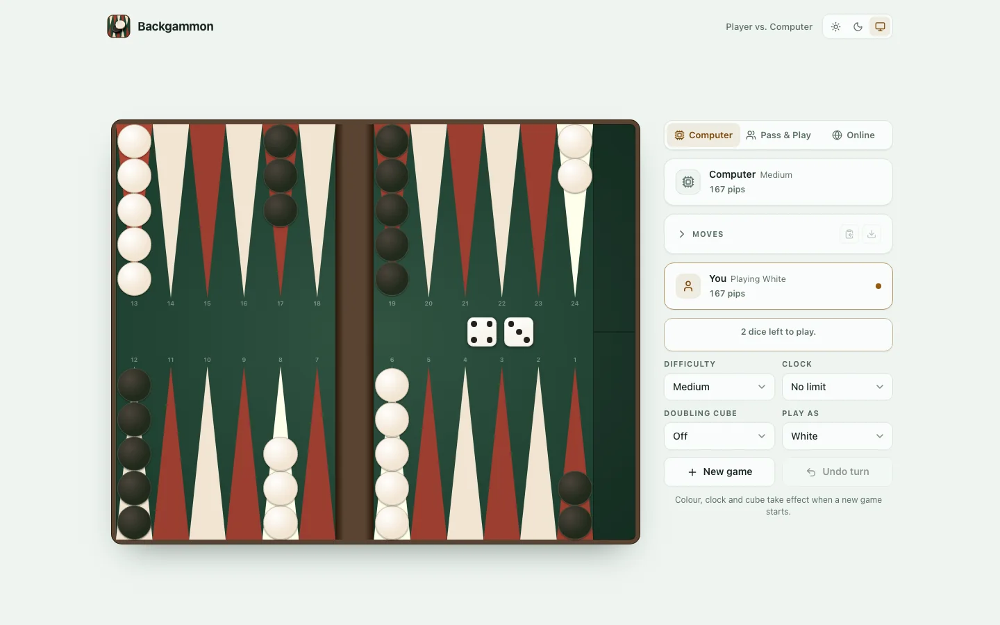 Backgammon in Nubo Suite