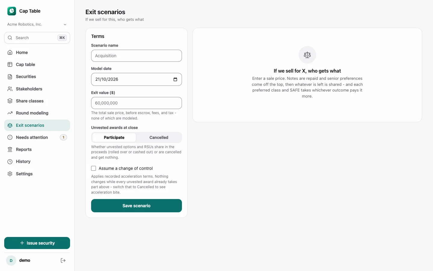 Reports page with stock compensation