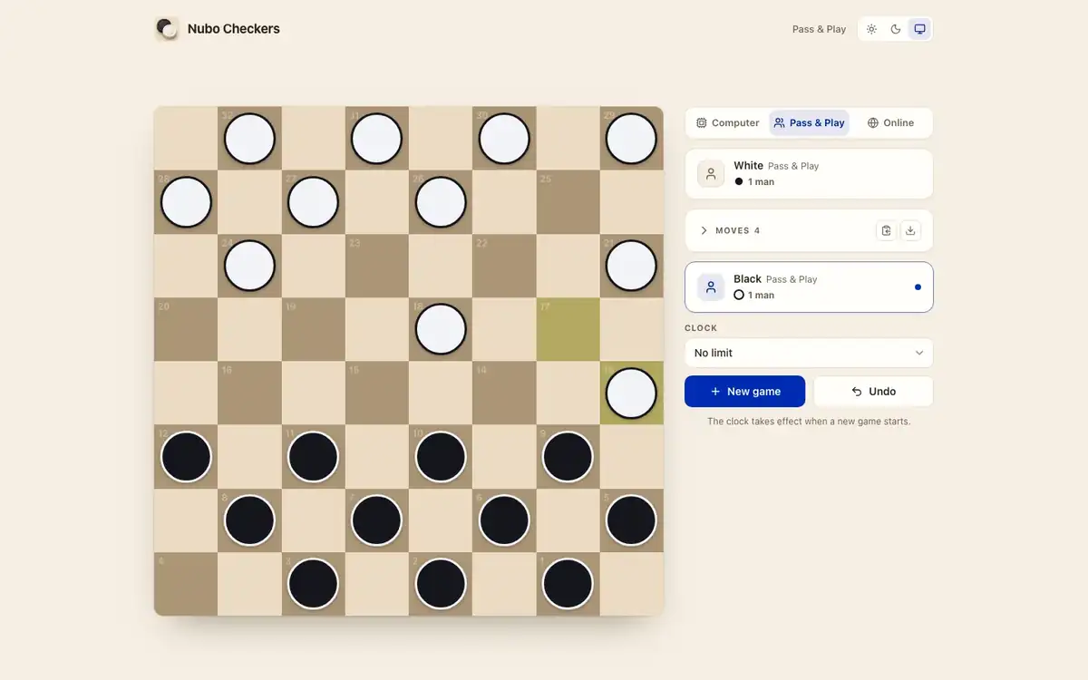 Checkers board with highlighted jumps