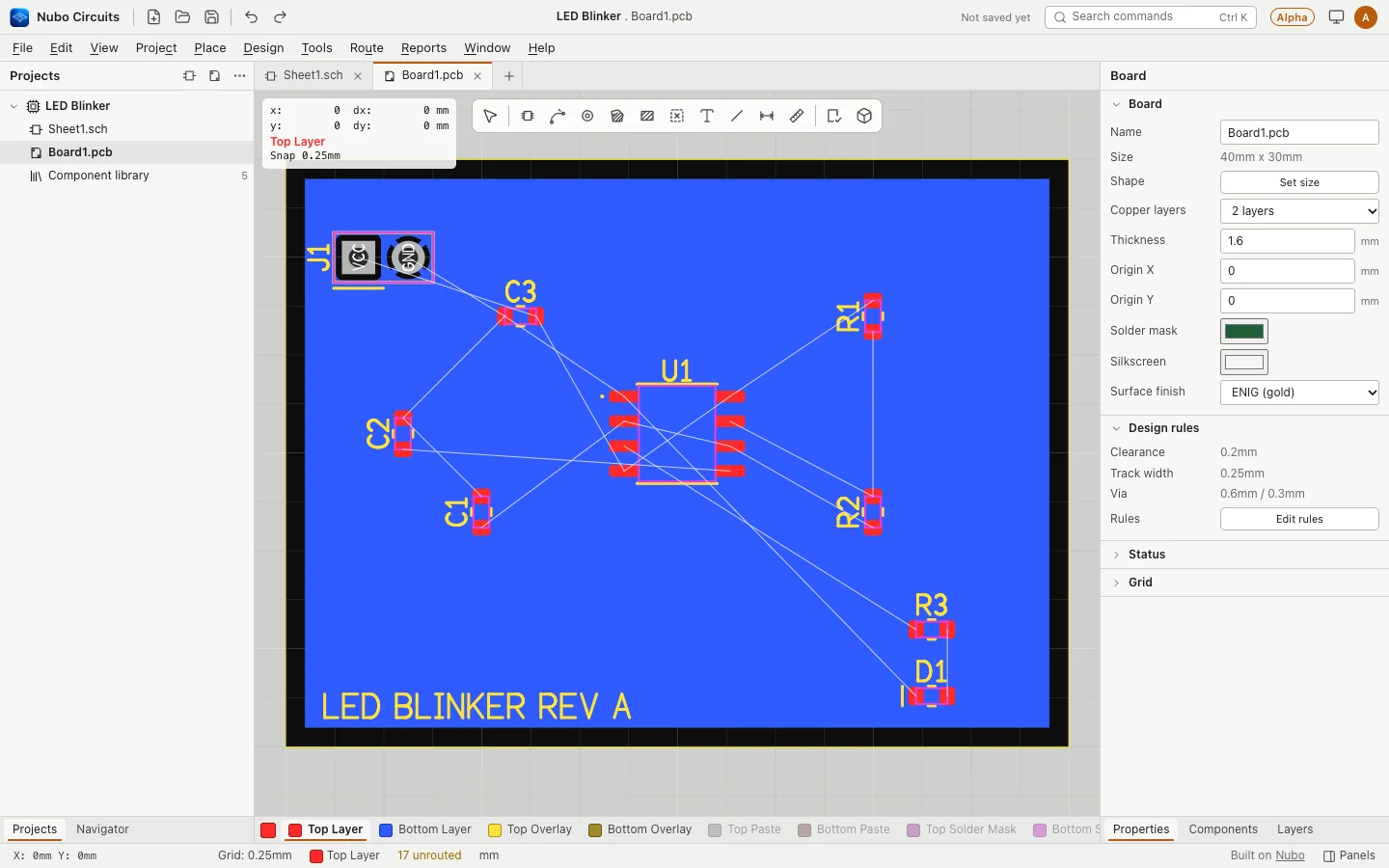 Schematic sheet with wires and net labels