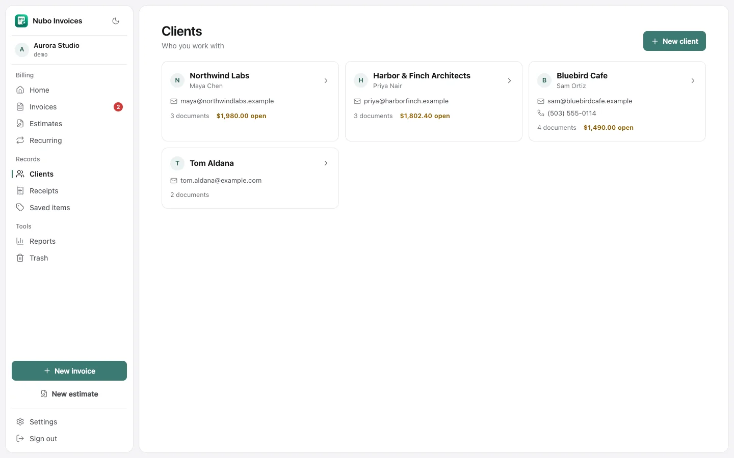 Compose sheet with invoice PDF attached