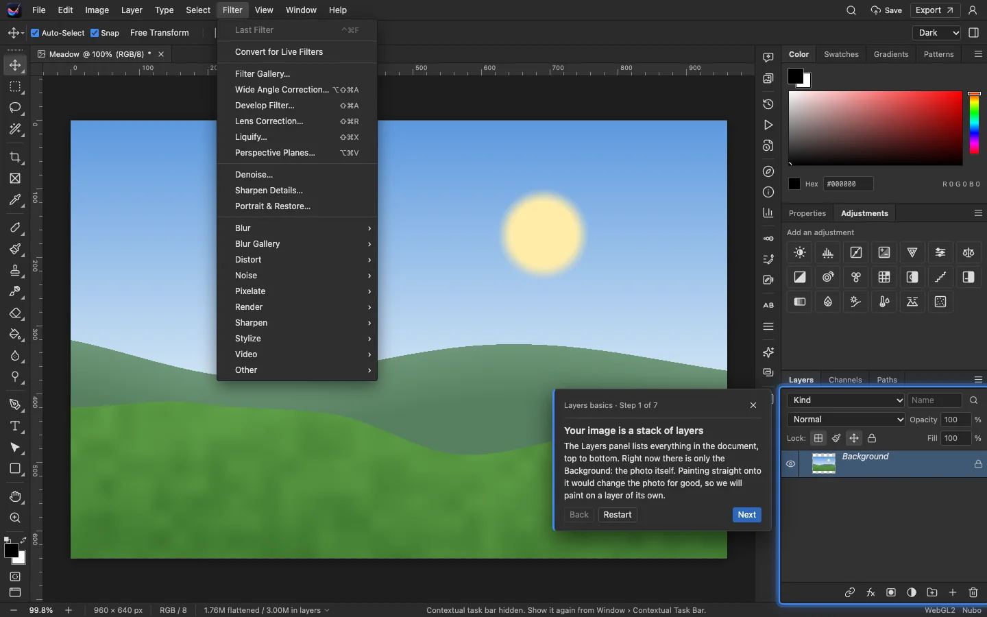 Image with a selection and the healing brush