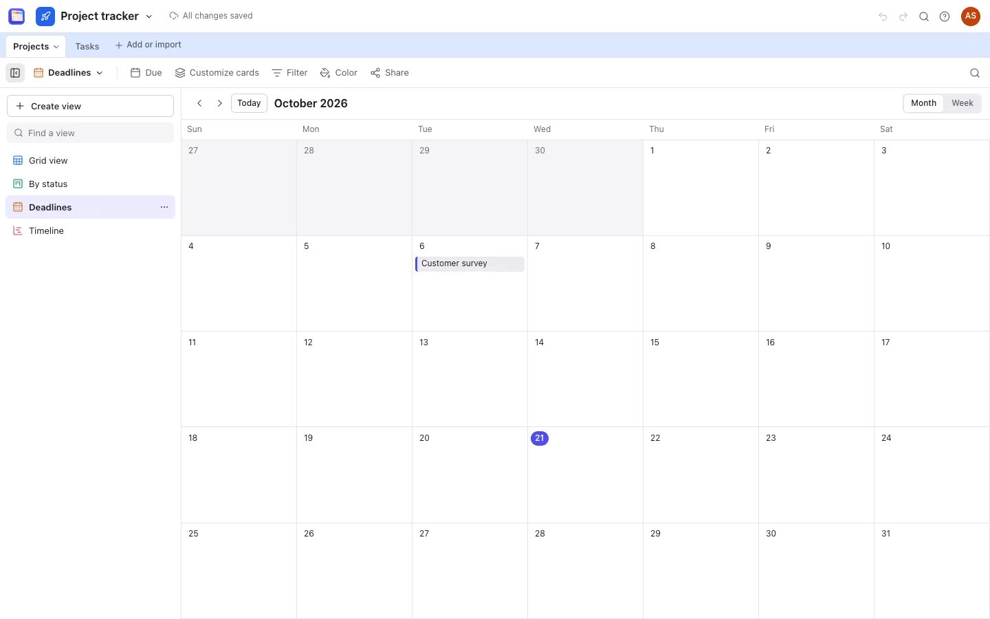 Kanban view of a sales pipeline base