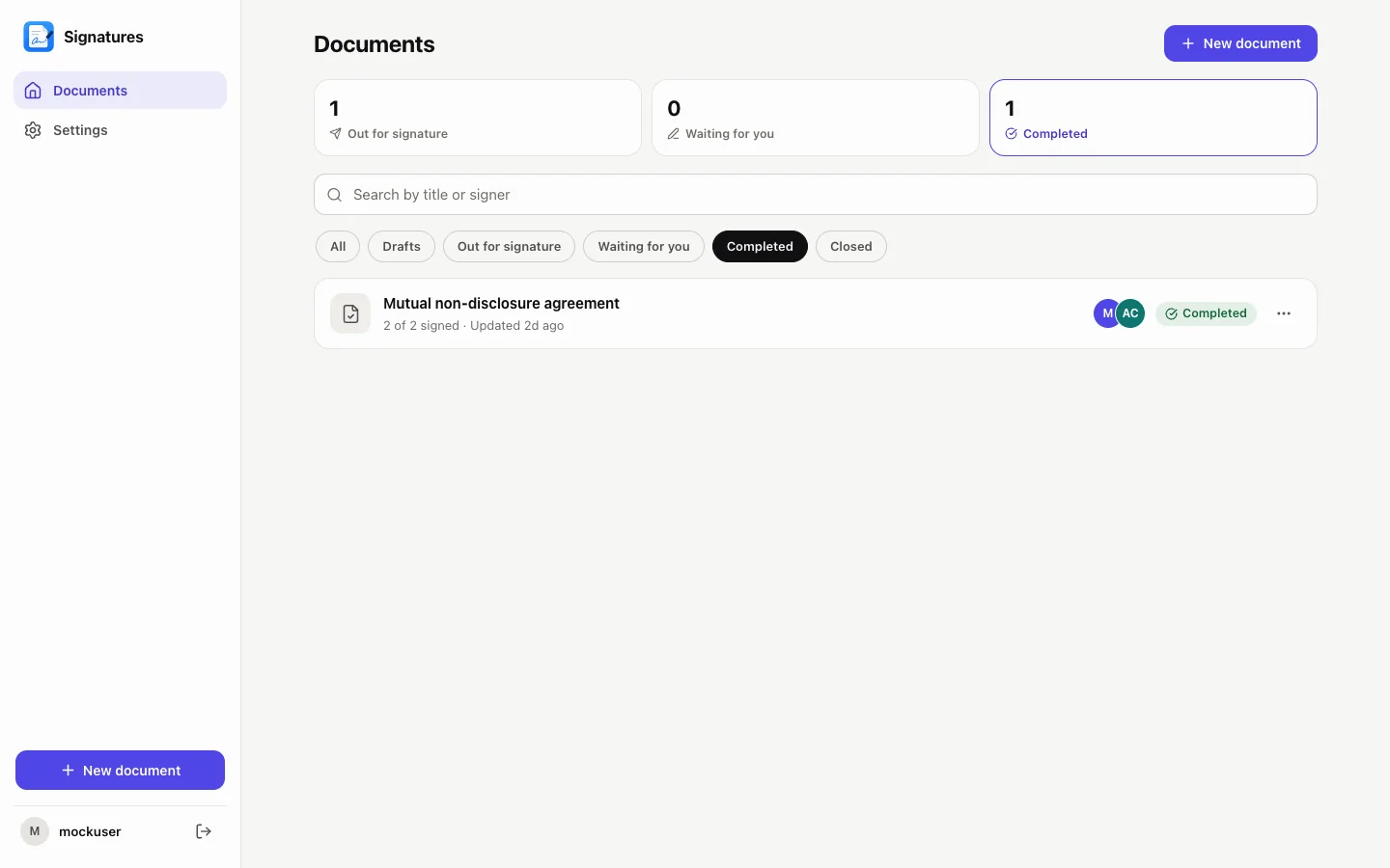 Send dialog with signers and a deadline