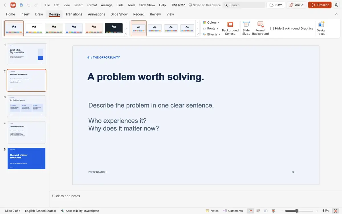 Animation Pane beside a slide