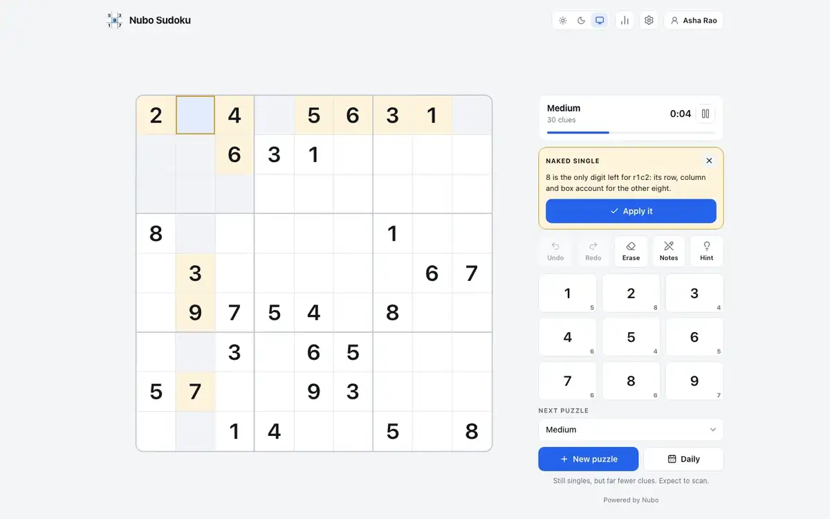 Level picker with technique descriptions