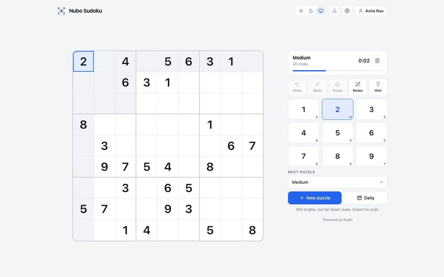 Sudoku in Nubo Suite