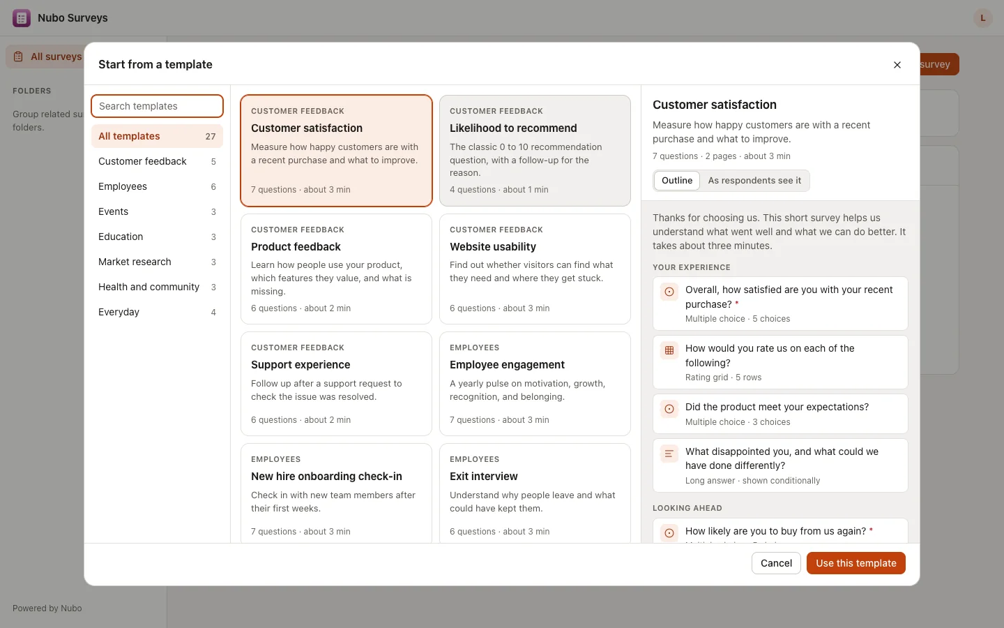 Surveys in Nubo Suite