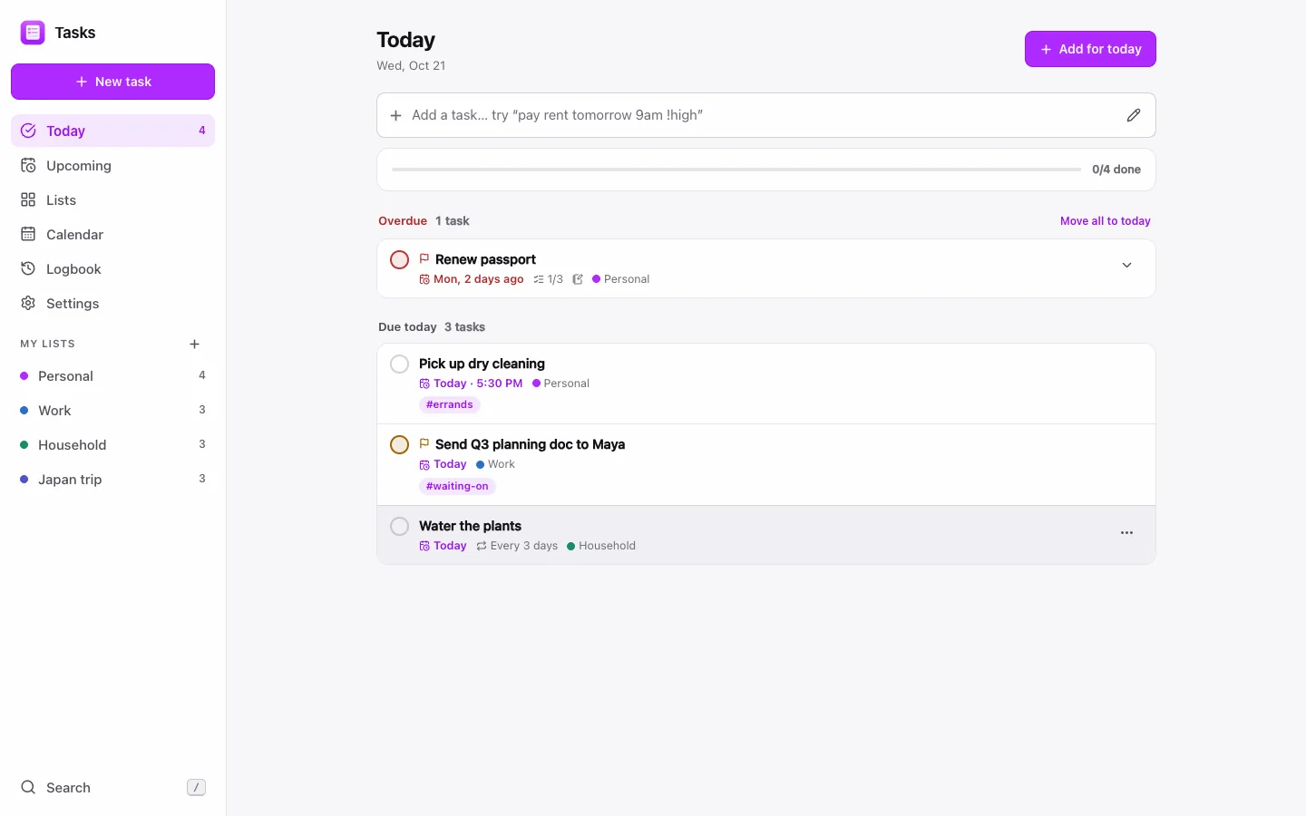 Tasks in Nubo Suite