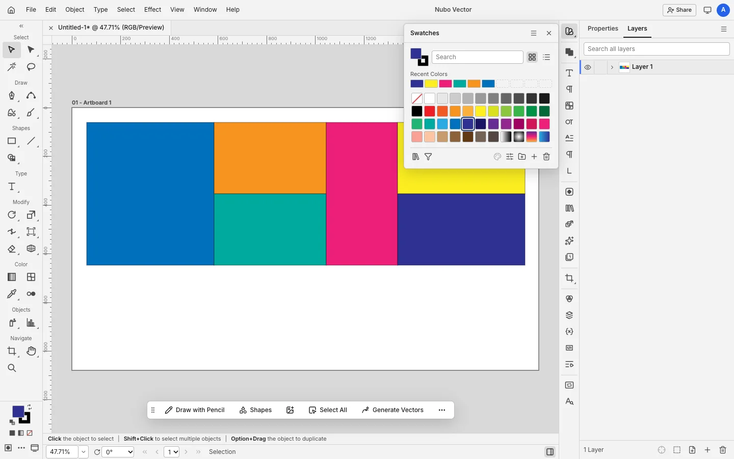 Vector canvas with pen tool and anchor points