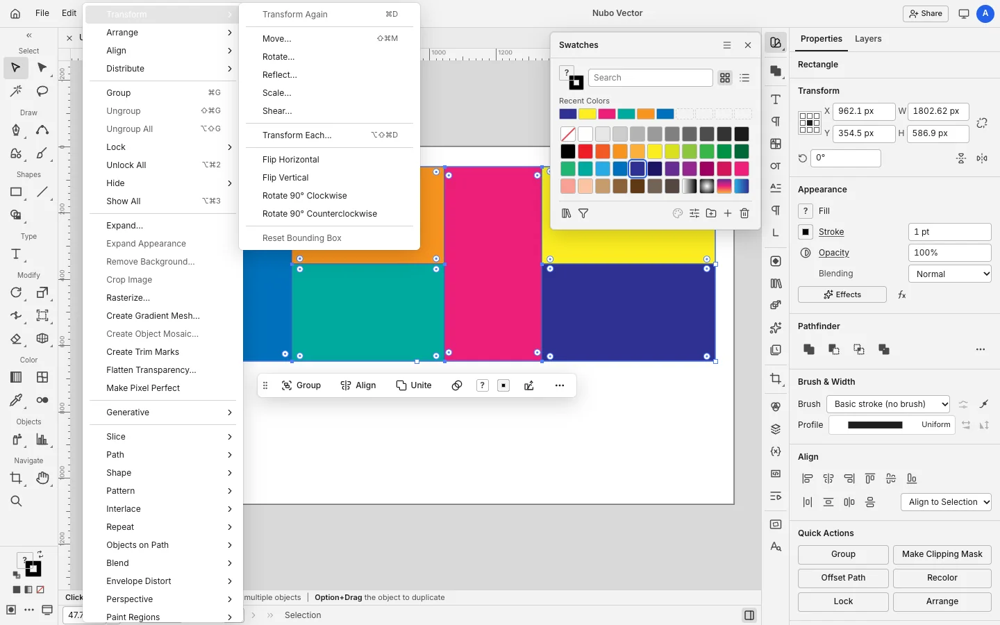 Export for Screens dialog with several sizes