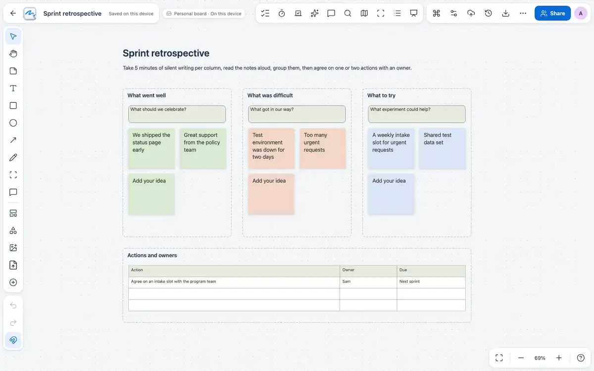 Tasks view grouped by status