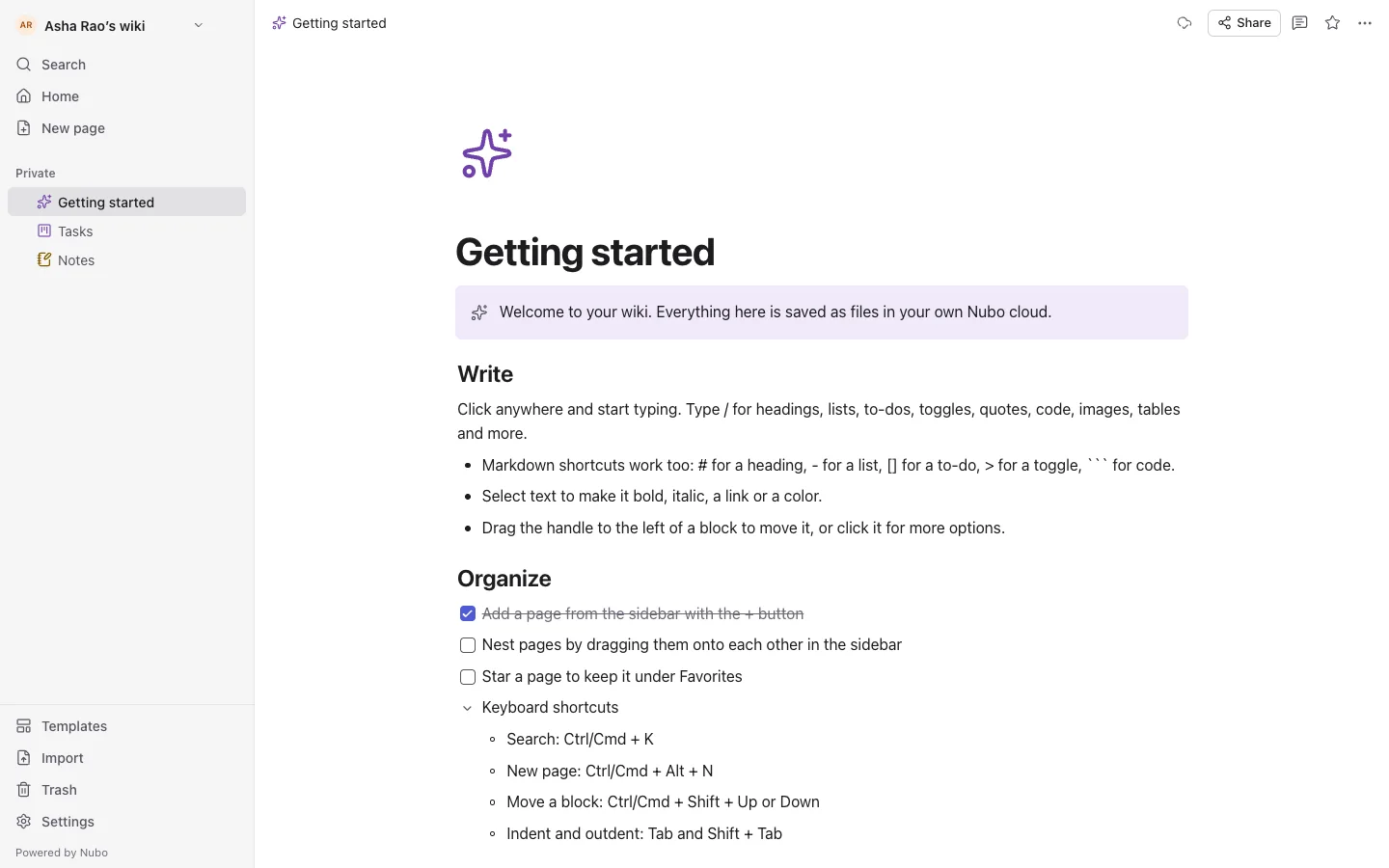 Wiki in Nubo Suite